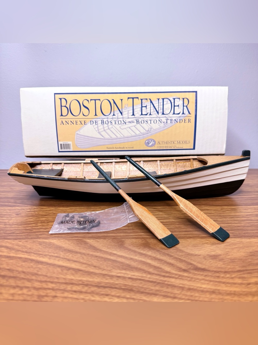 Authentic Models Boston Tender Handmade 11.5" Row Wooden Boat Oars Made in Italy